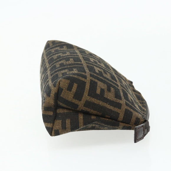 FENDI Zucca Canvas Hand Bag Brown Black Auth ti3856