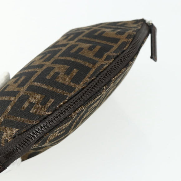 FENDI Zucca Canvas Hand Bag Brown Black Auth ti3856