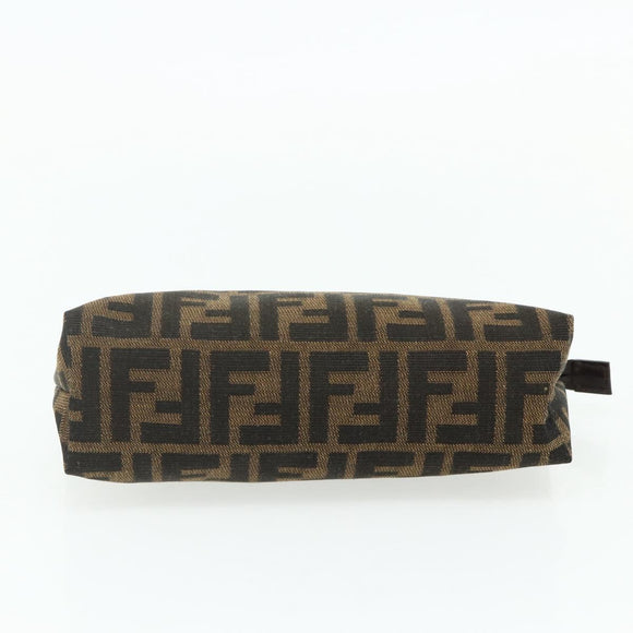 FENDI Zucca Canvas Hand Bag Brown Black Auth ti3856