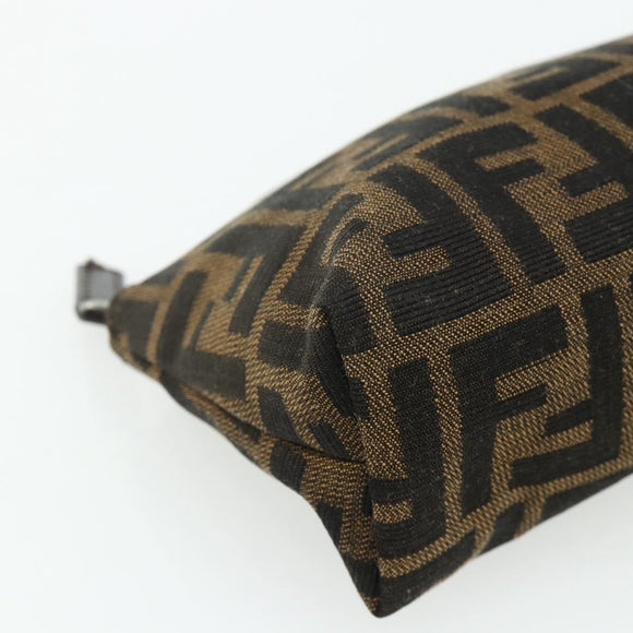 FENDI Zucca Canvas Hand Bag Brown Black Auth ti3856