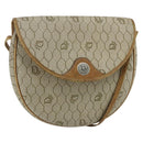 Christian Dior Honeycomb Canvas Shoulder Bag PVC Beige Gold Auth ti3857-1