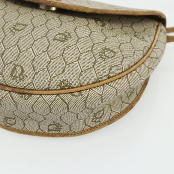 Christian Dior Honeycomb Canvas Shoulder Bag PVC Beige Gold Auth ti3857