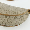 Christian Dior Honeycomb Canvas Shoulder Bag PVC Beige Gold Auth ti3857-16