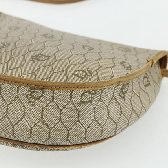 Christian Dior Honeycomb Canvas Shoulder Bag PVC Beige Gold Auth ti3857