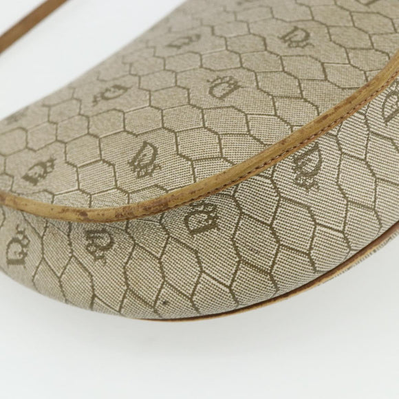 Christian Dior Honeycomb Canvas Shoulder Bag PVC Beige Gold Auth ti3857
