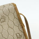 Christian Dior Honeycomb Canvas Shoulder Bag PVC Beige Gold Auth ti3857-10