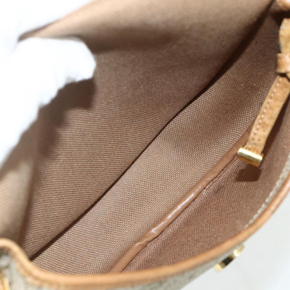Christian Dior Honeycomb Canvas Shoulder Bag PVC Beige Gold Auth ti3857