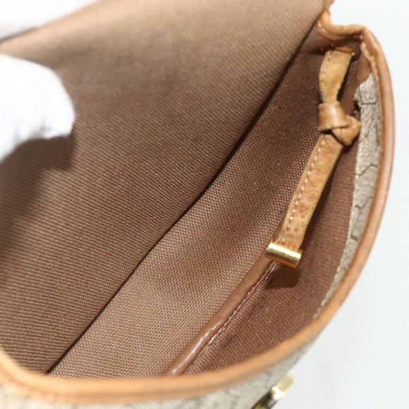 Christian Dior Honeycomb Canvas Shoulder Bag PVC Beige Gold Auth ti3857