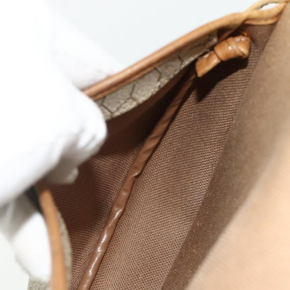 Christian Dior Honeycomb Canvas Shoulder Bag PVC Beige Gold Auth ti3857