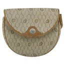 Christian Dior Honeycomb Canvas Shoulder Bag PVC Beige Gold Auth ti3857-13