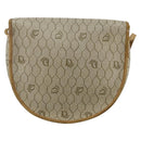 Christian Dior Honeycomb Canvas Shoulder Bag PVC Beige Gold Auth ti3857-2