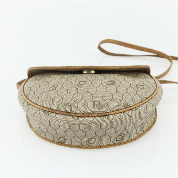 Christian Dior Honeycomb Canvas Shoulder Bag PVC Beige Gold Auth ti3857