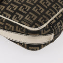 FENDI Zucchino Canvas Mamma Baguette Shoulder Bag Black Gold Auth ti3858-15