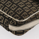 FENDI Zucchino Canvas Mamma Baguette Shoulder Bag Black Gold Auth ti3858-16