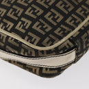 FENDI Zucchino Canvas Mamma Baguette Shoulder Bag Black Gold Auth ti3858-17