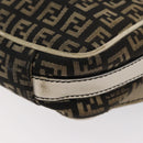 FENDI Zucchino Canvas Mamma Baguette Shoulder Bag Black Gold Auth ti3858-8