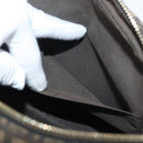 FENDI Zucchino Canvas Mamma Baguette Shoulder Bag Black Gold Auth ti3858-22