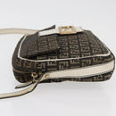 FENDI Zucchino Canvas Mamma Baguette Shoulder Bag Black Gold Auth ti3858-4