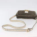 FENDI Zucchino Canvas Mamma Baguette Shoulder Bag Black Gold Auth ti3858-7