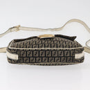 FENDI Zucchino Canvas Mamma Baguette Shoulder Bag Black Gold Auth ti3858-5