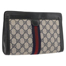 GUCCI GG Supreme Sherry Line Clutch Bag PVC Navy 37 014 2125 Auth ti3859-1