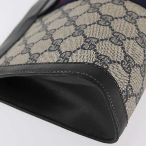 GUCCI GG Supreme Sherry Line Clutch Bag PVC Navy 37 014 2125 Auth ti3859