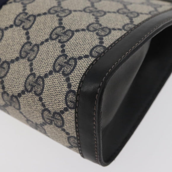 GUCCI GG Supreme Sherry Line Clutch Bag PVC Navy 37 014 2125 Auth ti3859
