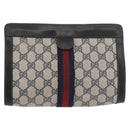GUCCI GG Supreme Sherry Line Clutch Bag PVC Navy 37 014 2125 Auth ti3859-3