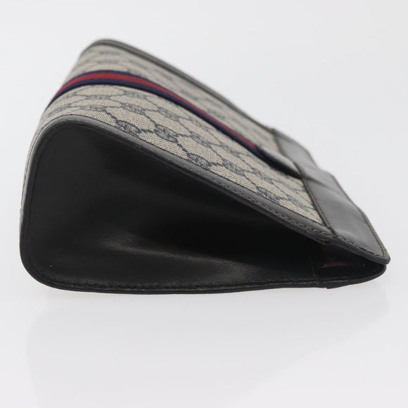 GUCCI GG Supreme Sherry Line Clutch Bag PVC Navy 37 014 2125 Auth ti3859