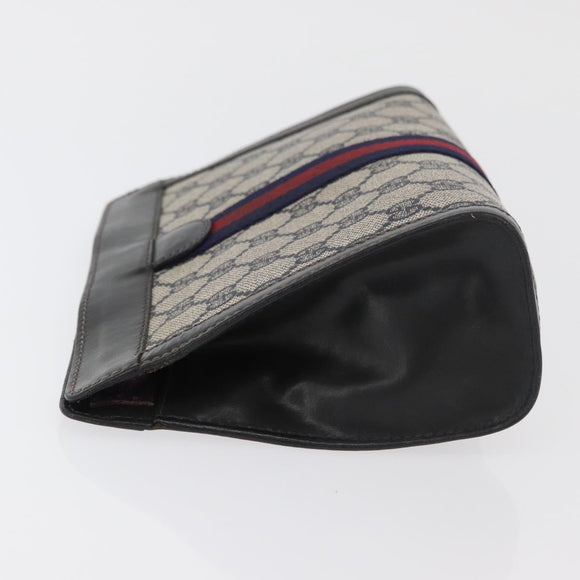 GUCCI GG Supreme Sherry Line Clutch Bag PVC Navy 37 014 2125 Auth ti3859