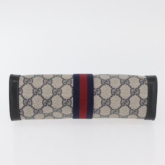 GUCCI GG Supreme Sherry Line Clutch Bag PVC Navy 37 014 2125 Auth ti3859