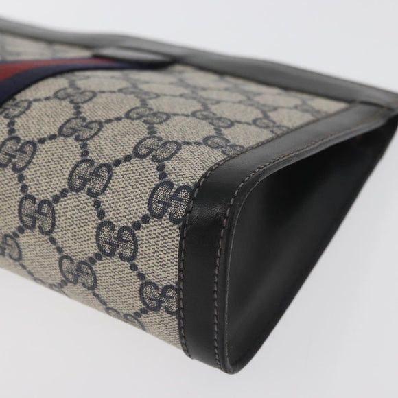 GUCCI GG Supreme Sherry Line Clutch Bag PVC Navy 37 014 2125 Auth ti3859