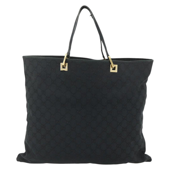 GUCCI GG Canvas Tote Bag Black Gold 002 1097 Auth ti3861