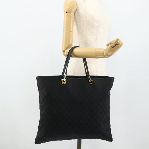 GUCCI GG Canvas Tote Bag Black Gold 002 1097 Auth ti3861