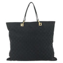 GUCCI GG Canvas Tote Bag Black Gold 002 1097 Auth ti3861-3