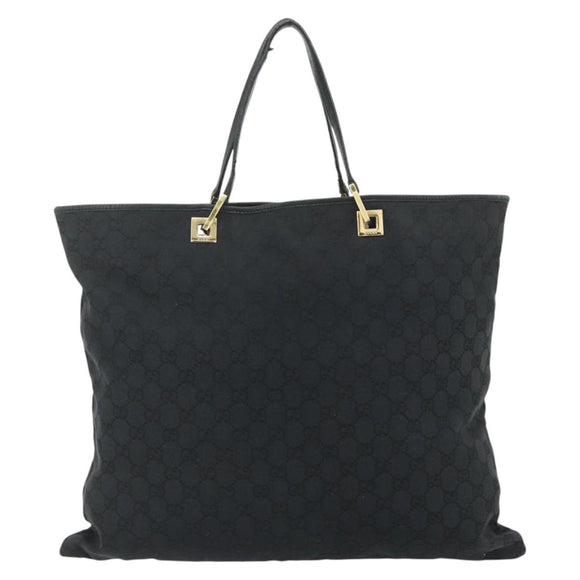GUCCI GG Canvas Tote Bag Black Gold 002 1097 Auth ti3861