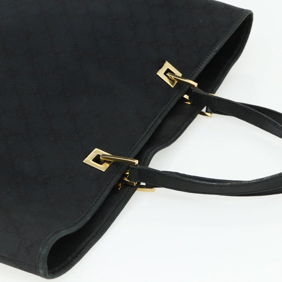GUCCI GG Canvas Tote Bag Black Gold 002 1097 Auth ti3861