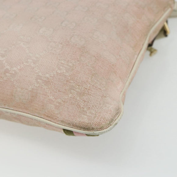 GUCCI GG Canvas Sherry Line Shoulder Bag Pink Gold 144388 Auth ti3863