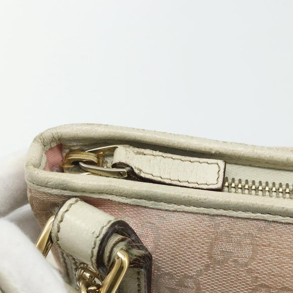 GUCCI GG Canvas Sherry Line Shoulder Bag Pink Gold 144388 Auth ti3863