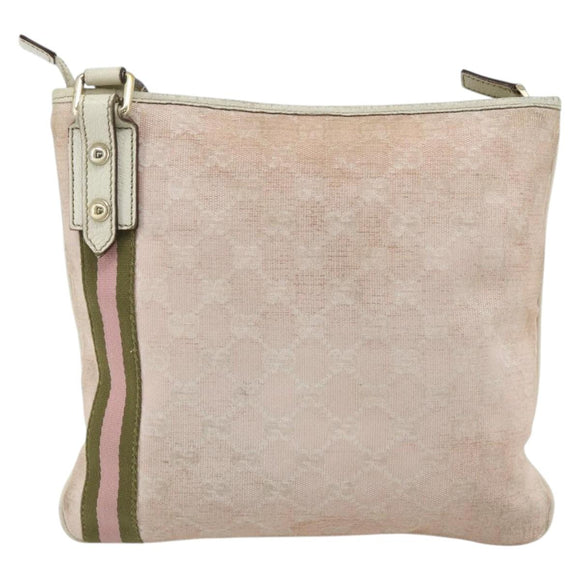 GUCCI GG Canvas Sherry Line Shoulder Bag Pink Gold 144388 Auth ti3863