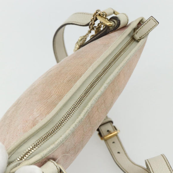 GUCCI GG Canvas Sherry Line Shoulder Bag Pink Gold 144388 Auth ti3863