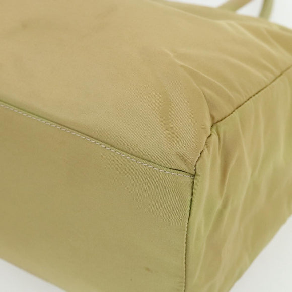 PRADA Hand Bag Nylon Beige Silver Auth ti3872