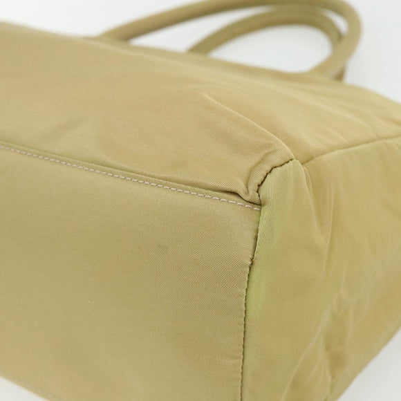 PRADA Hand Bag Nylon Beige Silver Auth ti3872
