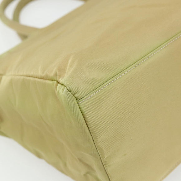 PRADA Hand Bag Nylon Beige Silver Auth ti3872
