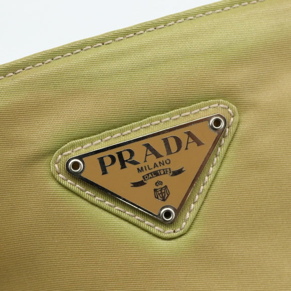 PRADA Hand Bag Nylon Beige Silver Auth ti3872
