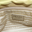 PRADA Hand Bag Nylon Beige Silver Auth ti3872-10