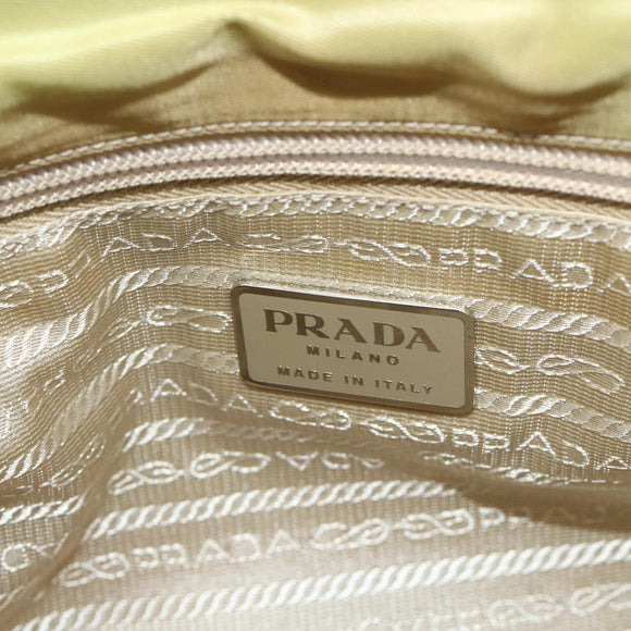PRADA Hand Bag Nylon Beige Silver Auth ti3872