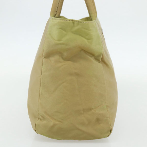PRADA Hand Bag Nylon Beige Silver Auth ti3872