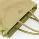 PRADA Hand Bag Nylon Beige Silver Auth ti3872-6