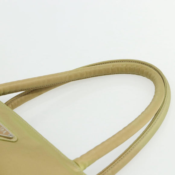 PRADA Hand Bag Nylon Beige Silver Auth ti3872